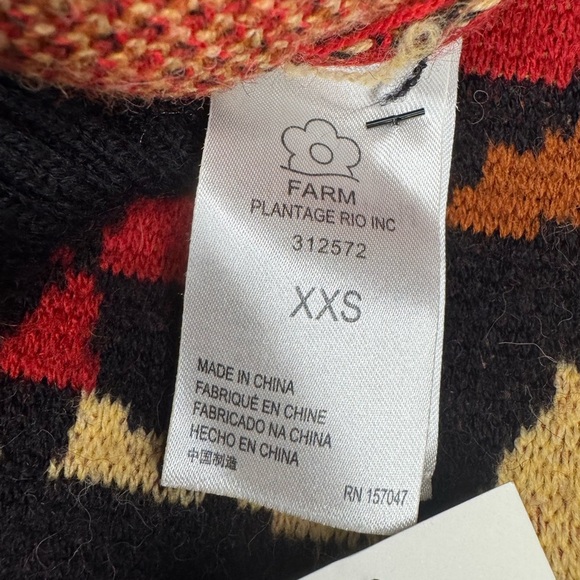 Farm Rio Geometric Patterned Cardigan Sweater - Black, Red, Brown - Picture 12 of 16